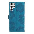 For Samsung Galaxy S25 Ultra 5G Flower Embossing Pattern Leather Phone Case(Blue) - 3