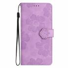 For Samsung Galaxy S25 Ultra 5G Flower Embossing Pattern Leather Phone Case(Purple) - 2