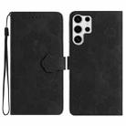 For Samsung Galaxy S25 Ultra 5G Flower Embossing Pattern Leather Phone Case(Black) - 1