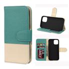 For iPhone 12 mini Splicing Color Horizontal Flip Leather Case with Holder & Photo Frame & Card Slots & Wallet(Green) - 1