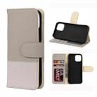 For iPhone 12 mini Splicing Color Horizontal Flip Leather Case with Holder & Photo Frame & Card Slots & Wallet(Grey) - 1