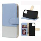 For iPhone 12 mini Splicing Color Horizontal Flip Leather Case with Holder & Photo Frame & Card Slots & Wallet(Light Blue) - 1