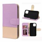 For iPhone 12 mini Splicing Color Horizontal Flip Leather Case with Holder & Photo Frame & Card Slots & Wallet(Purple) - 1