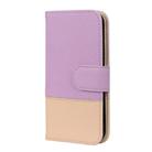 For iPhone 12 mini Splicing Color Horizontal Flip Leather Case with Holder & Photo Frame & Card Slots & Wallet(Purple) - 1