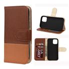 For iPhone 12 Pro Max Splicing Color Horizontal Flip Leather Case with Holder & Photo Frame & Card Slots & Wallet(Brown) - 1