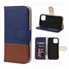 For iPhone 12 Pro Max Splicing Color Horizontal Flip Leather Case with Holder & Photo Frame & Card Slots & Wallet(Blue) - 1