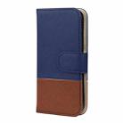 For iPhone 12 Pro Max Splicing Color Horizontal Flip Leather Case with Holder & Photo Frame & Card Slots & Wallet(Blue) - 2