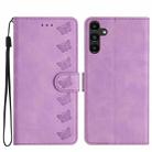 For Samsung Galaxy S25+ 5G Seven Butterflies Embossed Leather Phone Case(Purple) - 1
