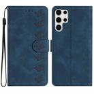 For Samsung Galaxy S25 Ultra 5G Seven Butterflies Embossed Leather Phone Case(Blue) - 1