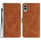 For Samsung Galaxy S25 Edge 5G Seven Butterflies Embossed Leather Phone Case(Brown) - 1