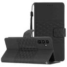 For Samsung Galaxy S25+ 5G Diamond Embossed Skin Feel Leather Phone Case(Black) - 1