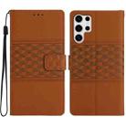 For Samsung Galaxy S25 Ultra 5G Diamond Embossed Skin Feel Leather Phone Case(Brown) - 1