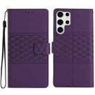 For Samsung Galaxy S25 Ultra 5G Diamond Embossed Skin Feel Leather Phone Case(Purple) - 1