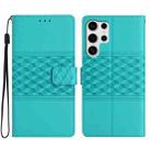 For Samsung Galaxy S25 Ultra 5G Diamond Embossed Skin Feel Leather Phone Case(Blue) - 1