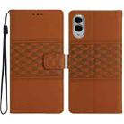 For Samsung Galaxy S25 Edge 5G Diamond Embossed Skin Feel Leather Phone Case(Brown) - 1