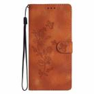 For Samsung Galaxy S25 Ultra 5G Flower Butterfly Embossing Pattern Leather Phone Case(Brown) - 2