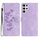 For Samsung Galaxy S25 Ultra 5G Flower Butterfly Embossing Pattern Leather Phone Case(Purple) - 1