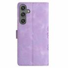 For Samsung Galaxy S25 5G Cherry Blossom Butterfly Skin Feel Embossed PU Phone Case(Purple) - 3