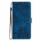 For Samsung Galaxy S25 5G Cherry Blossom Butterfly Skin Feel Embossed PU Phone Case(Blue) - 2