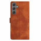 For Samsung Galaxy S25 5G Cherry Blossom Butterfly Skin Feel Embossed PU Phone Case(Brown) - 3