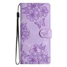 For Samsung Galaxy S25+ 5G Cherry Blossom Butterfly Skin Feel Embossed PU Phone Case(Purple) - 2