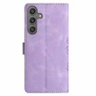 For Samsung Galaxy S25+ 5G Cherry Blossom Butterfly Skin Feel Embossed PU Phone Case(Purple) - 3
