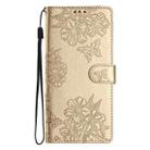 For Samsung Galaxy S25+ 5G Cherry Blossom Butterfly Skin Feel Embossed PU Phone Case(Gold) - 2