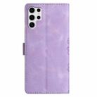 For Samsung Galaxy S25 Ultra 5G Cherry Blossom Butterfly Skin Feel Embossed PU Phone Case(Purple) - 3