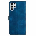 For Samsung Galaxy S25 Ultra 5G Cherry Blossom Butterfly Skin Feel Embossed PU Phone Case(Blue) - 3