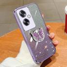 For OPPO A2 Plated Gradient Glitter Butterfly Holder TPU Phone Case(Purple) - 1