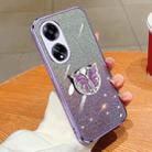 For OPPO A1 5G Plated Gradient Glitter Butterfly Holder TPU Phone Case(Purple) - 1