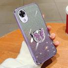 For OPPO A17k Plated Gradient Glitter Butterfly Holder TPU Phone Case(Purple) - 1