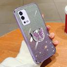 For OPPO A55 4G Plated Gradient Glitter Butterfly Holder TPU Phone Case(Purple) - 1