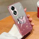 For OPPO A58 4G Plated Gradient Glitter Butterfly Holder TPU Phone Case(Pink) - 1