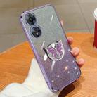 For OPPO A58 5G Plated Gradient Glitter Butterfly Holder TPU Phone Case(Purple) - 1