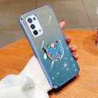 For OPPO A74 5G Plated Gradient Glitter Butterfly Holder TPU Phone Case(Sierra Blue) - 1