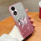 For OPPO A78 4G Plated Gradient Glitter Butterfly Holder TPU Phone Case(Pink) - 1