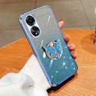 For OPPO A78 4G Plated Gradient Glitter Butterfly Holder TPU Phone Case(Sierra Blue) - 1