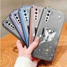 For OPPO A91 Plated Gradient Glitter Butterfly Holder TPU Phone Case(Silver) - 2