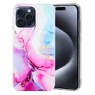 For iPhone 16 Pro IMD Marble TPU Phone Case(Pink Blue) - 1