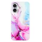 For iPhone 16 Plus IMD Marble TPU Phone Case(Pink Blue) - 3