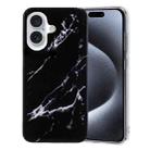 For iPhone 16 Plus IMD Marble TPU Phone Case(Black) - 1