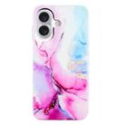 For iPhone 16 IMD Marble TPU Phone Case(Pink Blue) - 3
