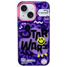 For iPhone 15 TOMATO Text Graffiti TPU Hybrid PC Phone Case(Purple) - 1