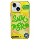 For iPhone 13 TOMATO Text Graffiti TPU Hybrid PC Phone Case(Yellow) - 1