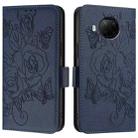 For Xiaomi Mi 10T Lite 5G Embossed Rose RFID Anti-theft Leather Phone Case(Dark Blue) - 2