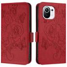 For Xiaomi Mi 11 Embossed Rose RFID Anti-theft Leather Phone Case(Red) - 2