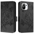 For Xiaomi Mi 11 Embossed Rose RFID Anti-theft Leather Phone Case(Black) - 2