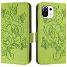 For Xiaomi Mi 11 Lite Embossed Rose RFID Anti-theft Leather Phone Case(Green) - 2