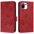 For Xiaomi Mi 11 Lite Embossed Rose RFID Anti-theft Leather Phone Case(Red) - 2